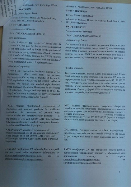 Секретні матеріали: Угода між МОЗ та Crown Agents про закупівлю ліків