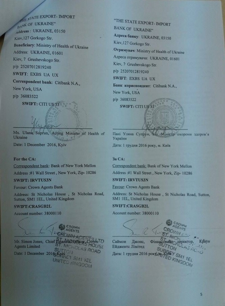 Секретні матеріали: Угода між МОЗ та Crown Agents про закупівлю ліків