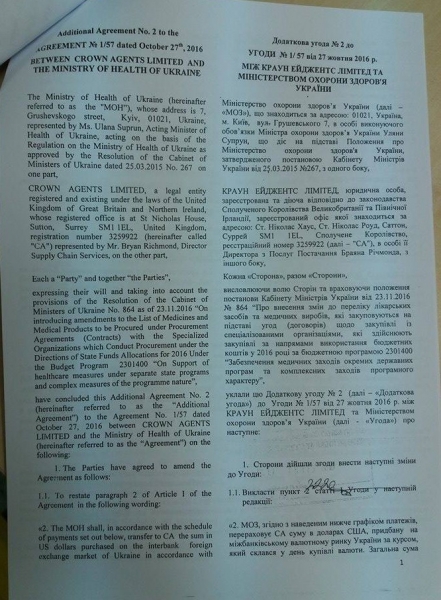 Секретні матеріали: Угода між МОЗ та Crown Agents про закупівлю ліків