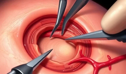 A detailed medical illustration showing the removal of blood vessels, with surgical tools gently extracting veins or arteries from surrounding tissue, emphasizing precision and clean procedure, soft lighting, anatomical accuracy, no text or labels