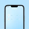 A modern smartphone screen displaying a ringtone download interface, with visible buttons for downloading audio files, sound wave icons, and a music note symbol, all in a clean, minimalist design with soft blue and white color scheme