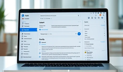 A modern Russian corporate email system interface displayed on a sleek laptop screen, showing a clean, professional dashboard with Cyrillic labels for 'Inbox', 'Sent', 'Drafts', and 'Calendar', subtle corporate branding with muted blue and gray tones, minimalistic design, soft ambient office lighting in the background, no visible text in English, no logos of foreign companies, no pop-ups or advertisements