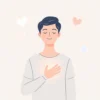 A serene, minimalist illustration of a person gently touching their chest with a calm expression, surrounded by subtle glowing health symbols like a heartbeat line, a leaf, and a water droplet, all in soft pastel tones, emphasizing mindfulness and early awareness of bodily signals, no text or labels